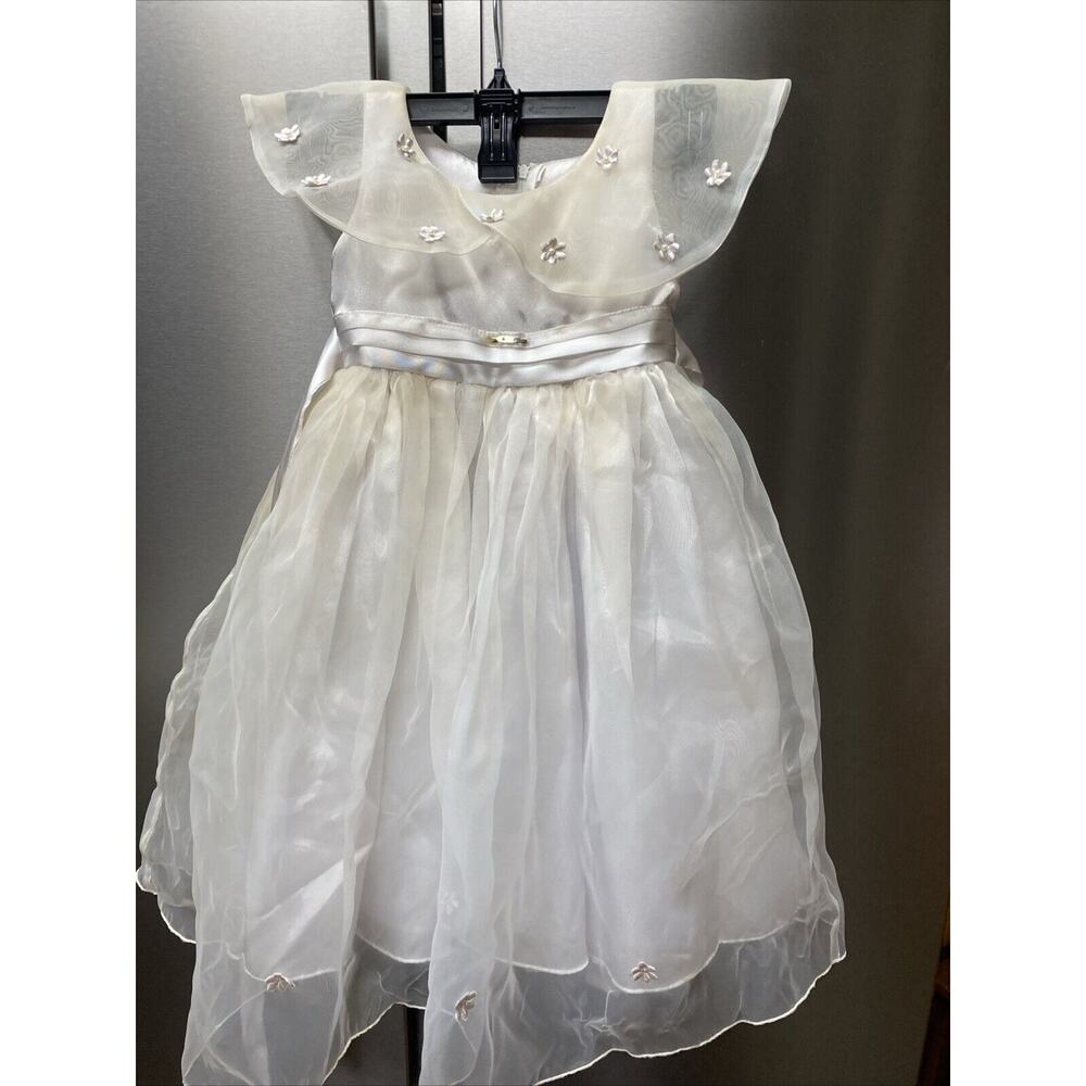 Bunny & Dino Girl Special Occasion Dress Sz 4 White